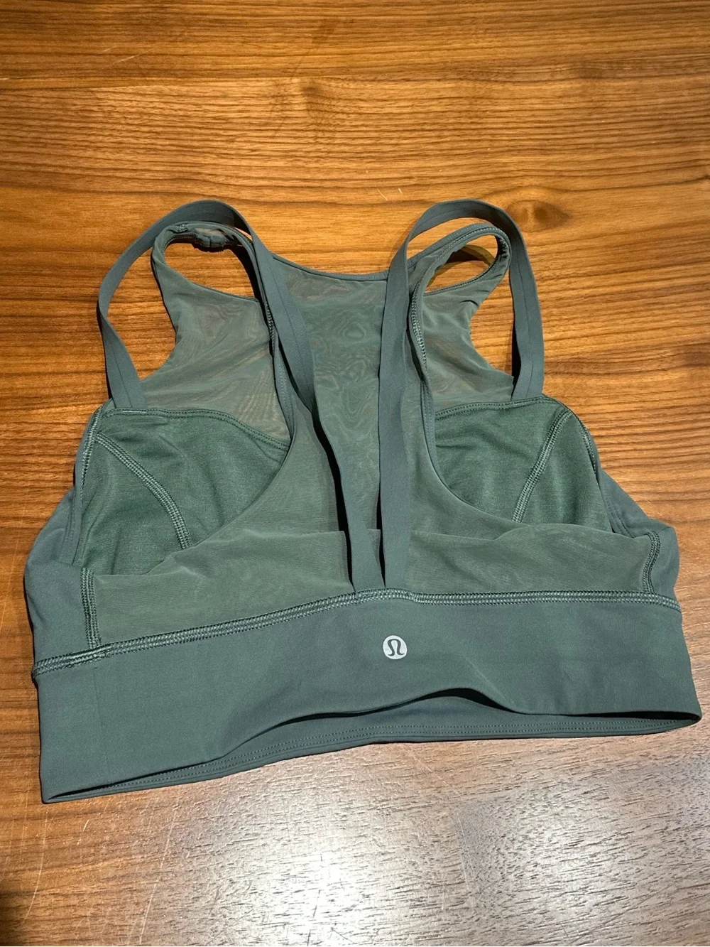 Lululemon green mesh strappy sports bra top size 8